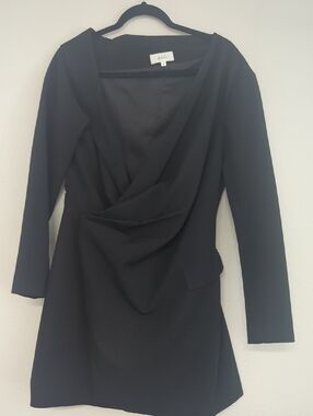 A.L.C. Black Draped Long-Sleeve Dress Drop Shoulder